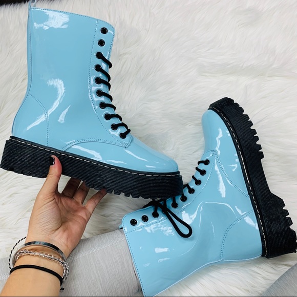 Lt blue patent combat boot - Picture 8 of 8